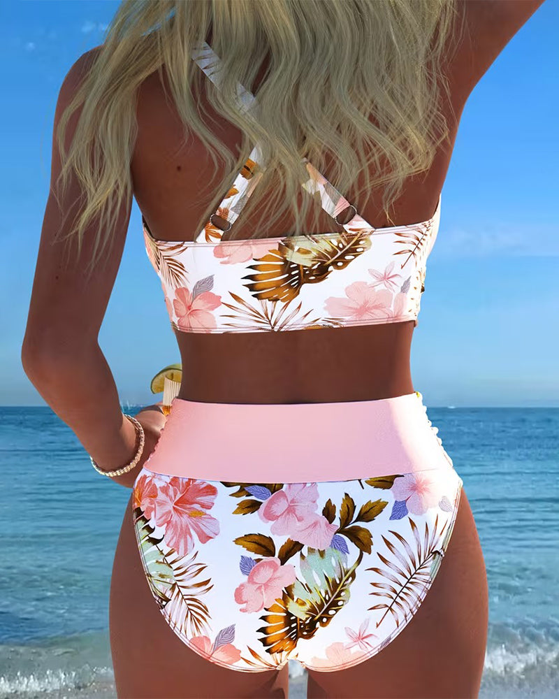 Jolina™ | Bikini a contrasto floreale con spacco