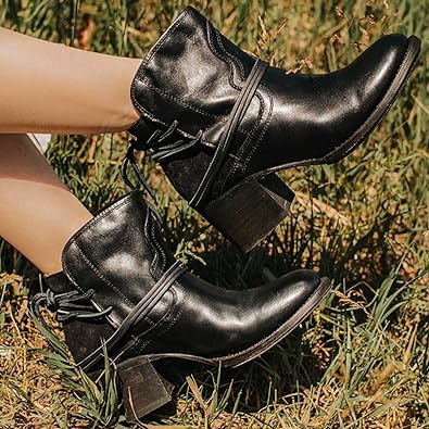Harlow | Botines occidentales de mujer con tacón bloque y cordones