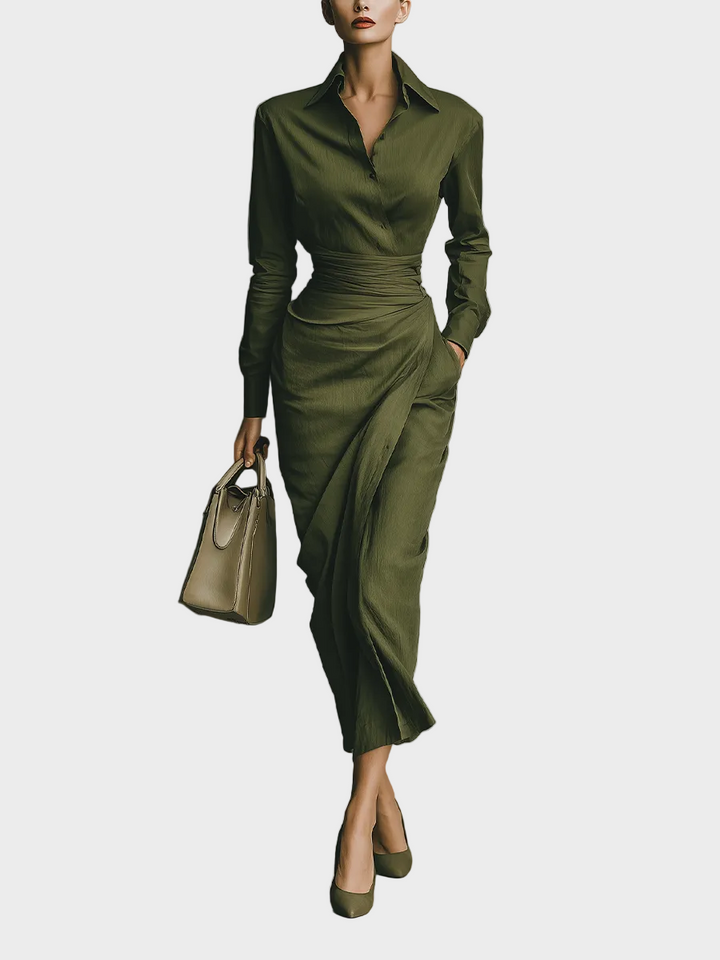 Gabby | Vestido maxi para mujer en mezcla de algodón color verde ejército MDA2281I8T