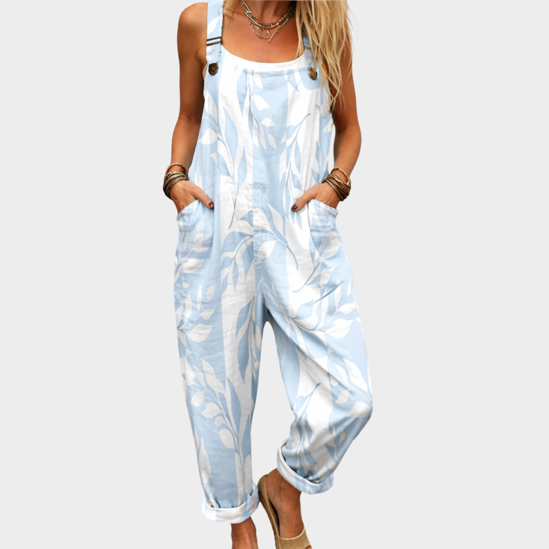 Women's Printed Overalls - Relaxed Fit Jumpsuit