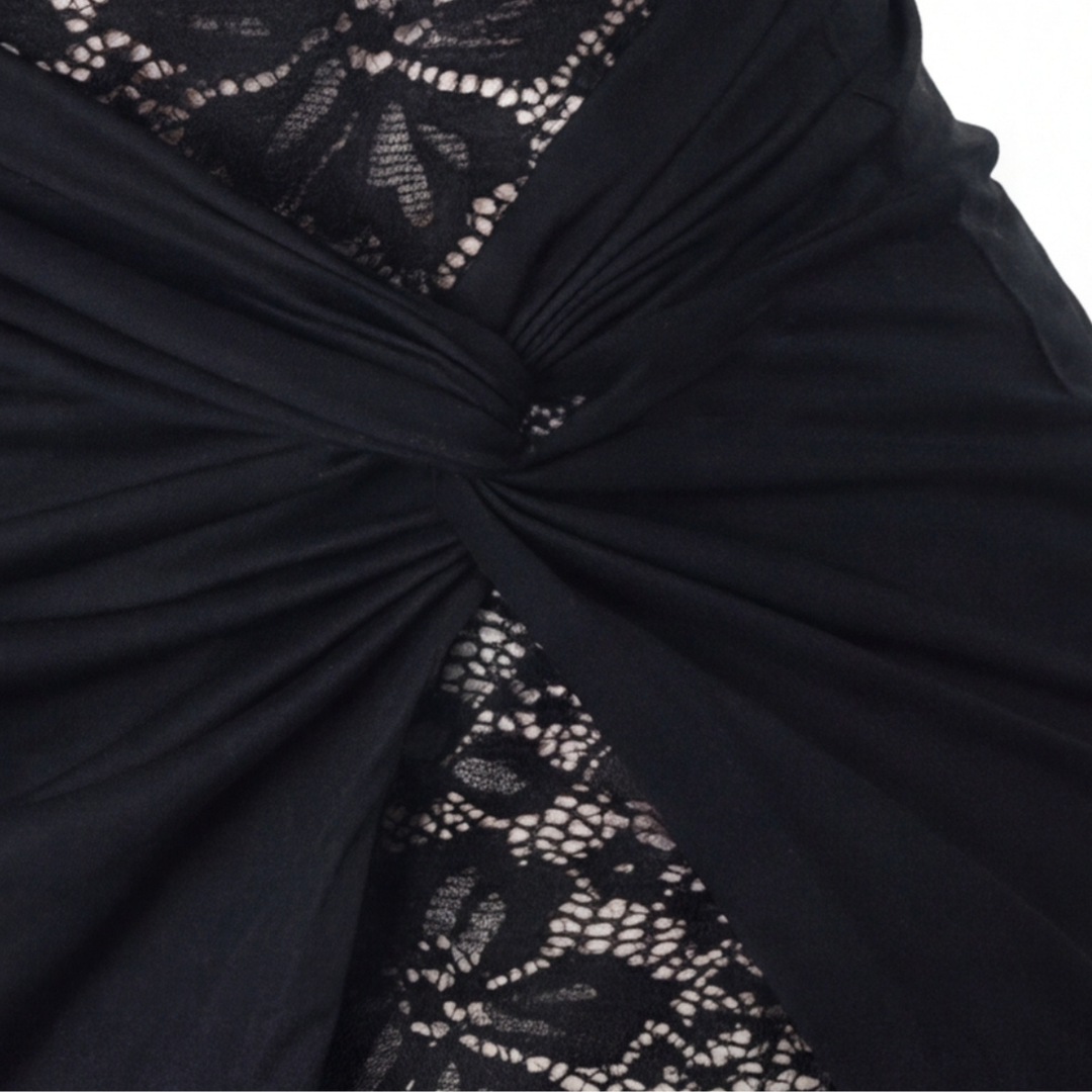 Lace Bodycon Dress Long Sleeve Wrap Detail Mini Cocktail Dress