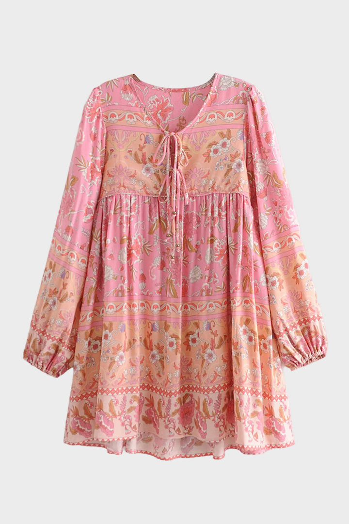Vestito Mini Boho Tunica, Karlie Rosa Vintage