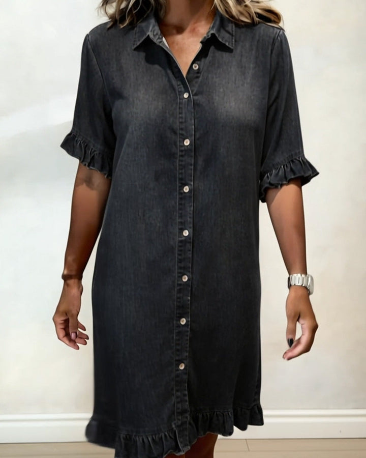 Belinda | Vestito in denim comodo con arricciature che valorizzano la figura