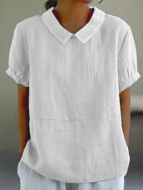 Ivy | Blusa casual de manga corta para mujer con cuello Peter Pan