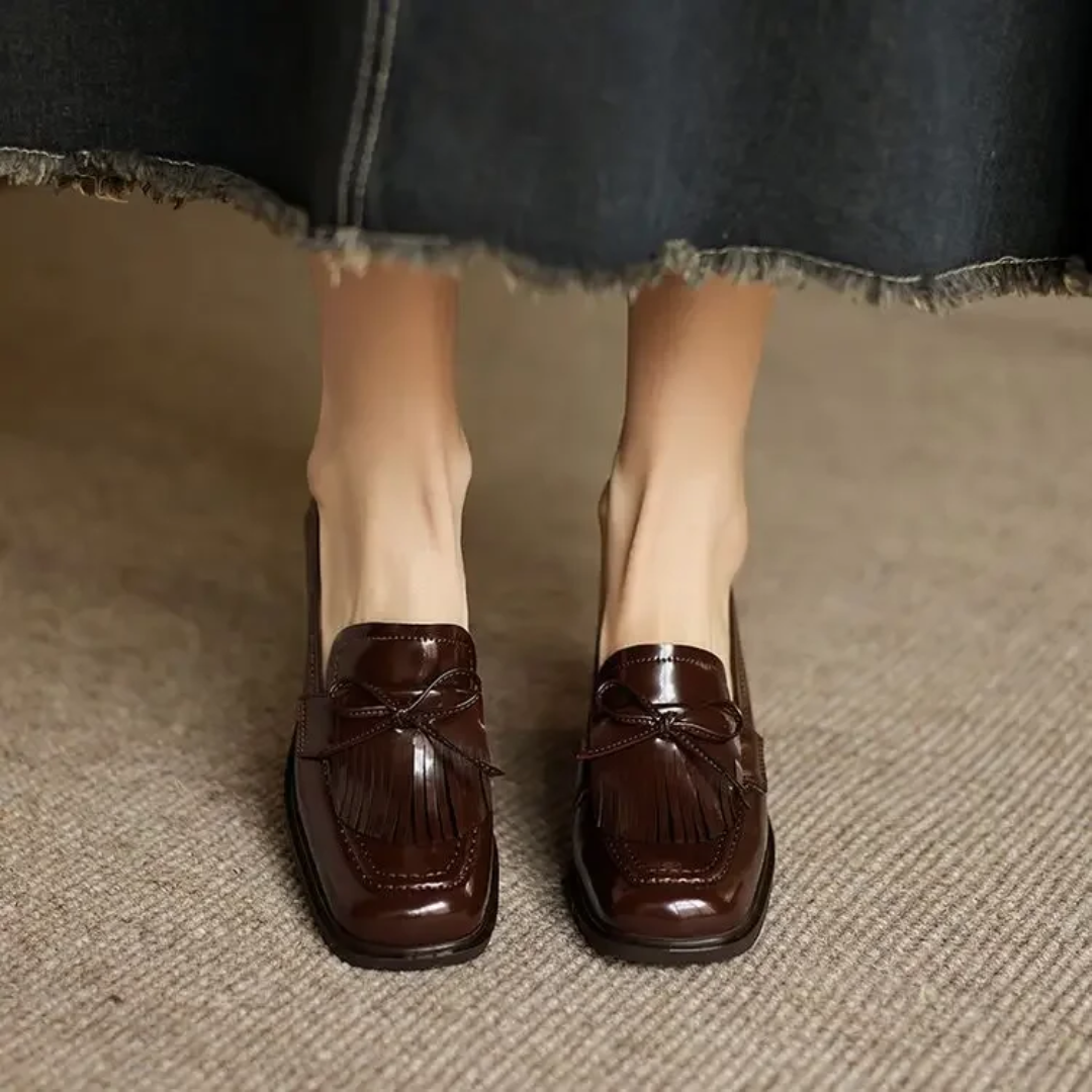Vivienne | Décolleté da donna con nappine, mocassino, tacco a blocco, punta tonda