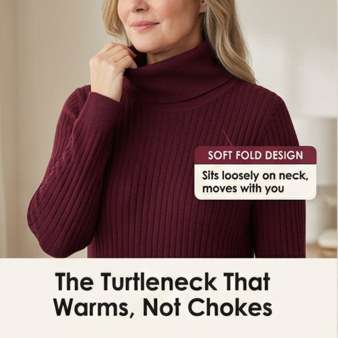Velara™ - Relaxed Turtleneck Sweater Dress with Pockets