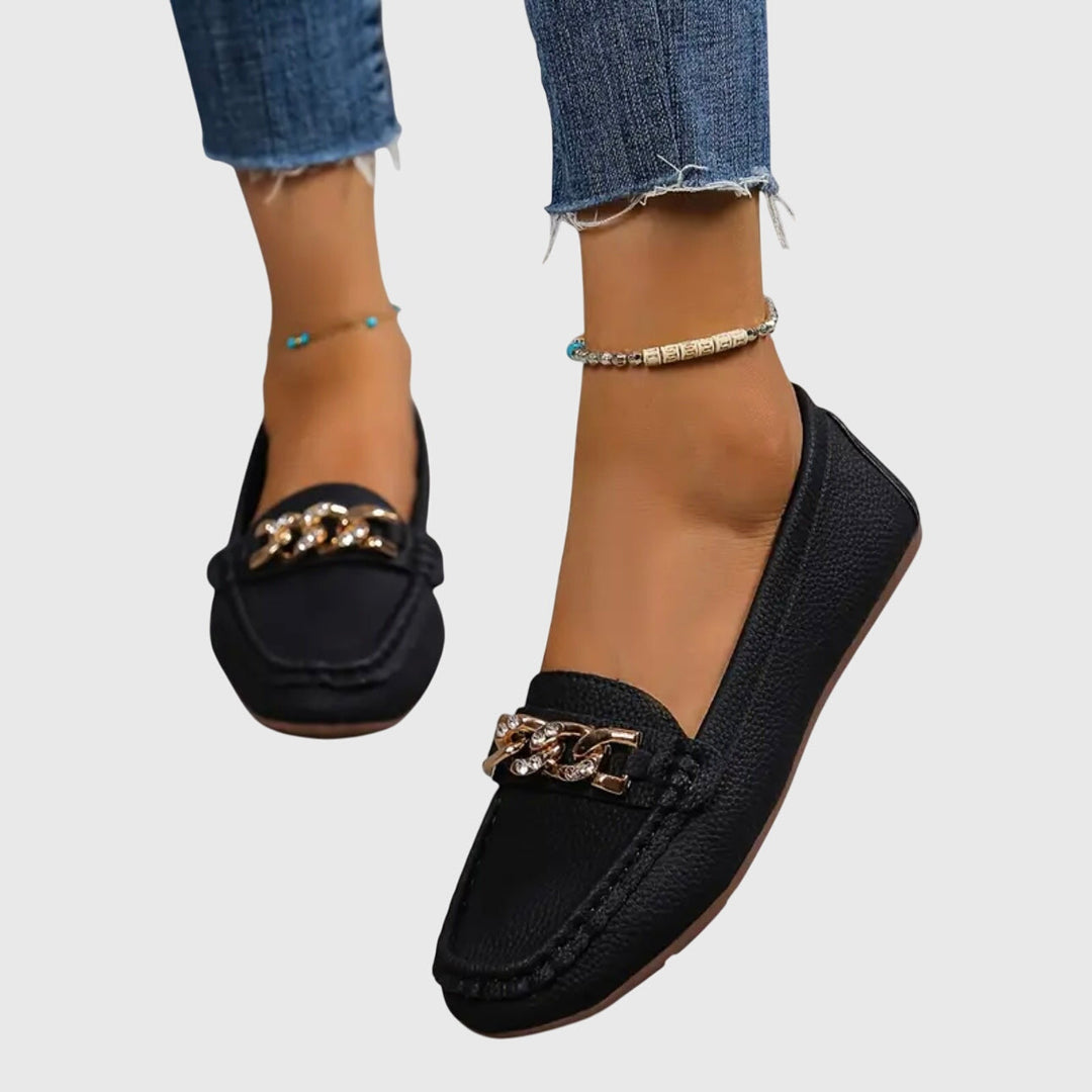 Harlow | Mocassini casual da donna senza lacci con dettaglio catena dorata