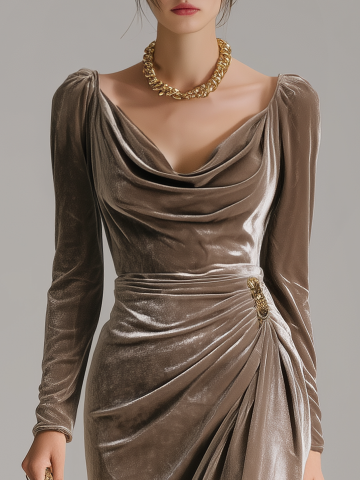 Lunori™ | Vestido Midi de Terciopelo Sylvana