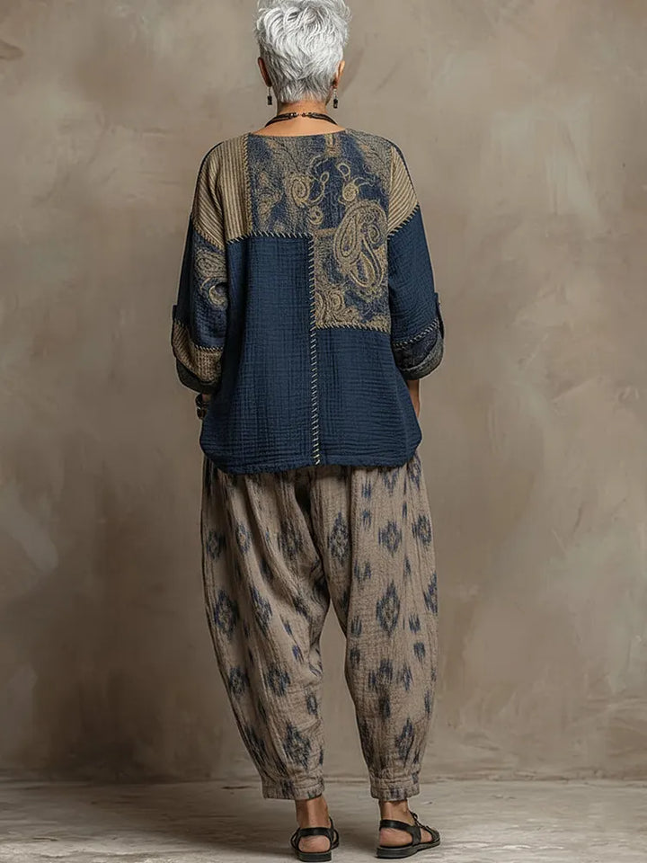 Paloma™ | Conjunto de blusa y pantalón con estampado de cachemira