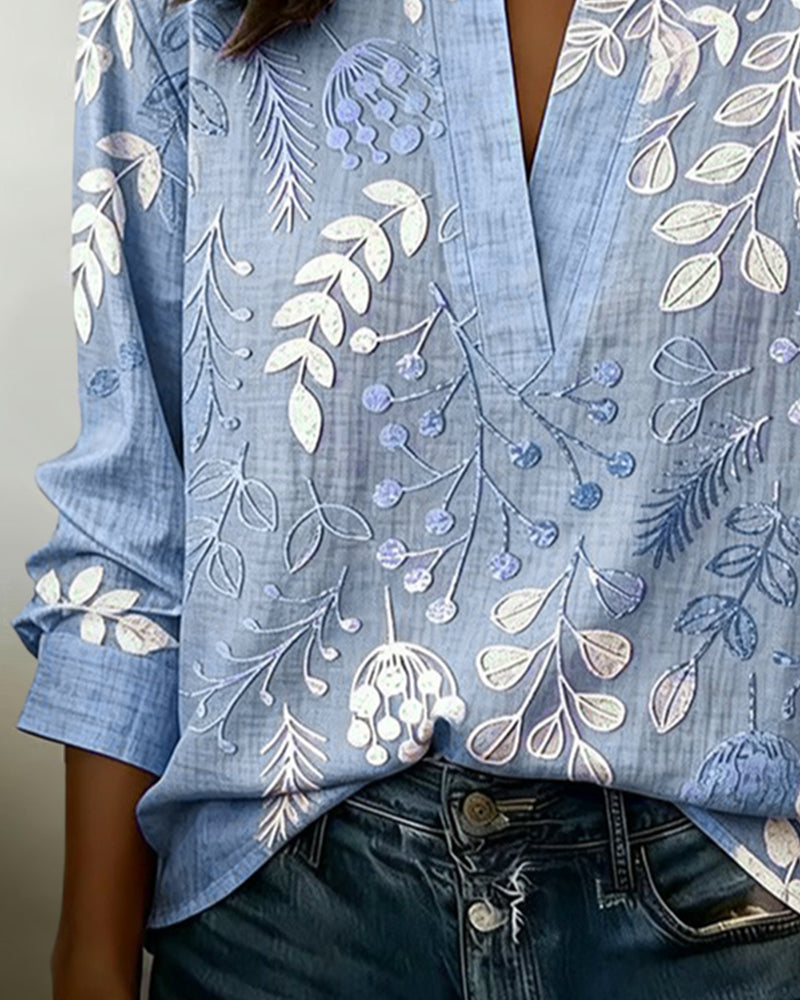 Floral V-Neck Blouse for Women | Lightweight Pastel Top