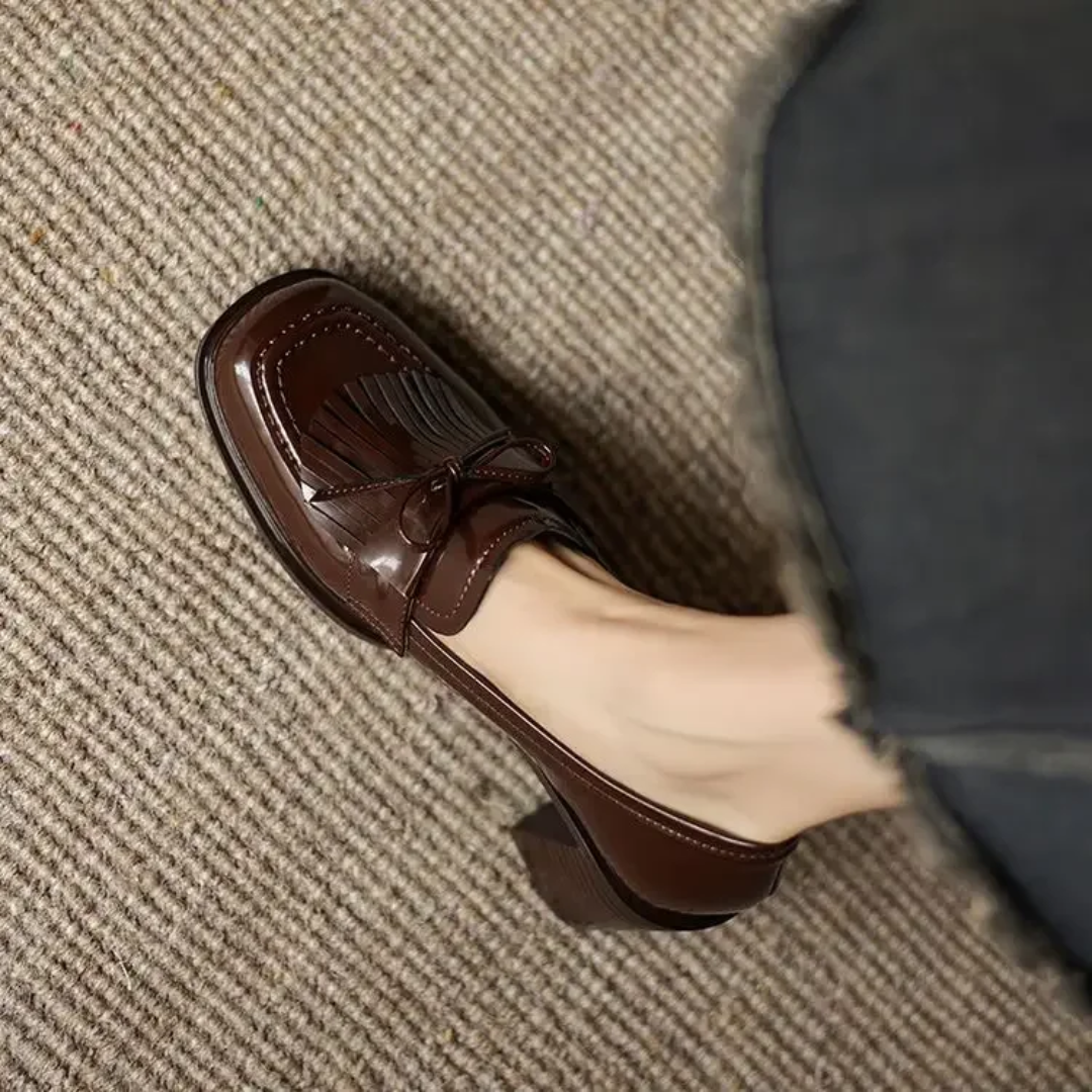 Vivienne | Décolleté da donna con nappine, mocassino, tacco a blocco, punta tonda
