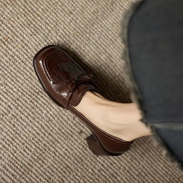 Vivienne | Décolleté da donna con nappine, mocassino, tacco a blocco, punta tonda