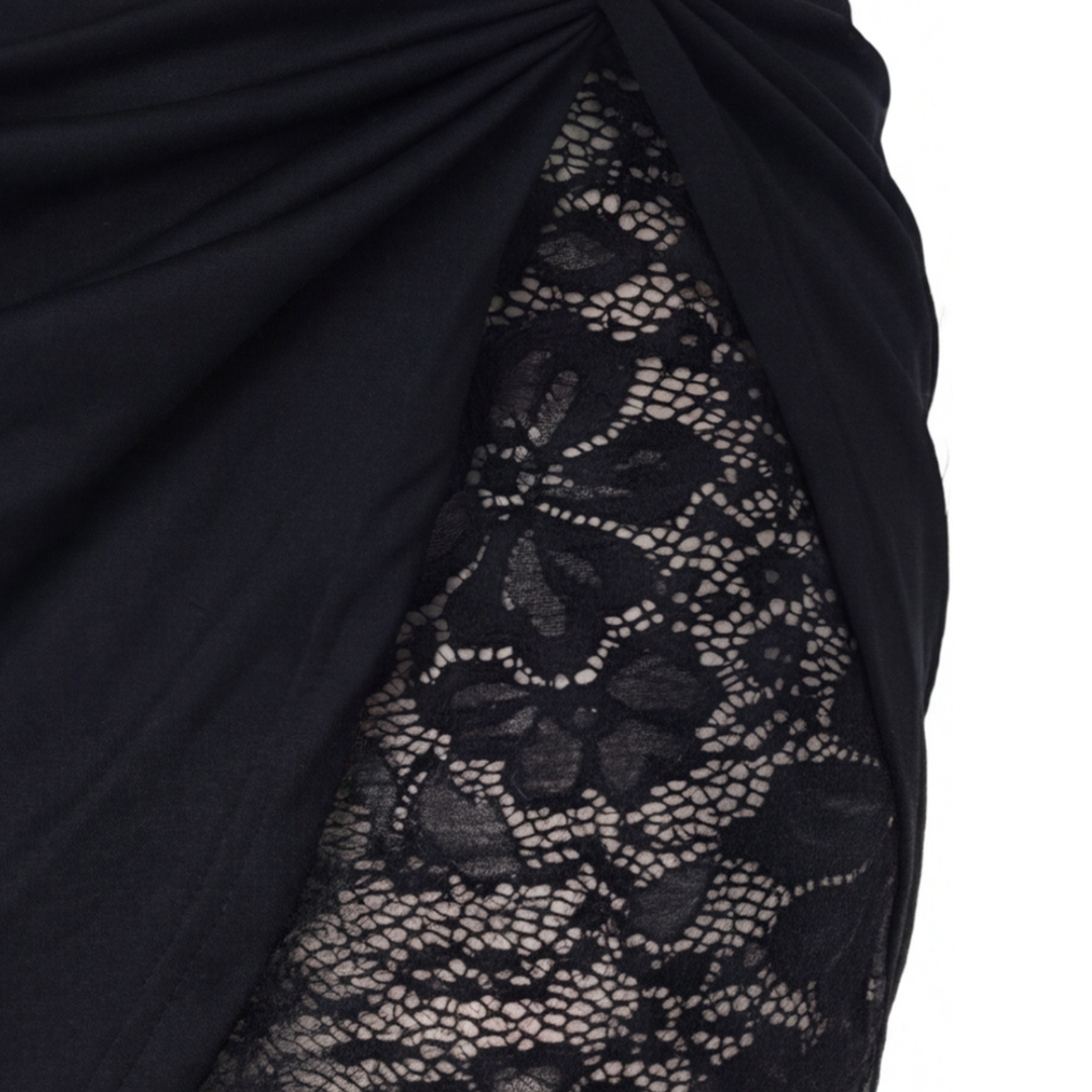 Lace Bodycon Dress Long Sleeve Wrap Detail Mini Cocktail Dress