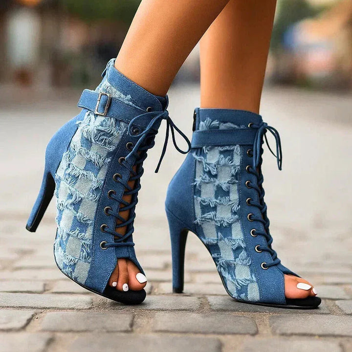 DAHLIA DENIM LACE HEELS