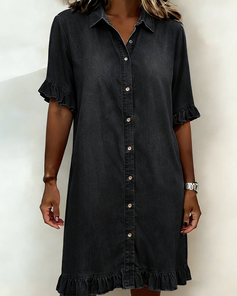 Belinda | Vestito in denim comodo con arricciature che valorizzano la figura