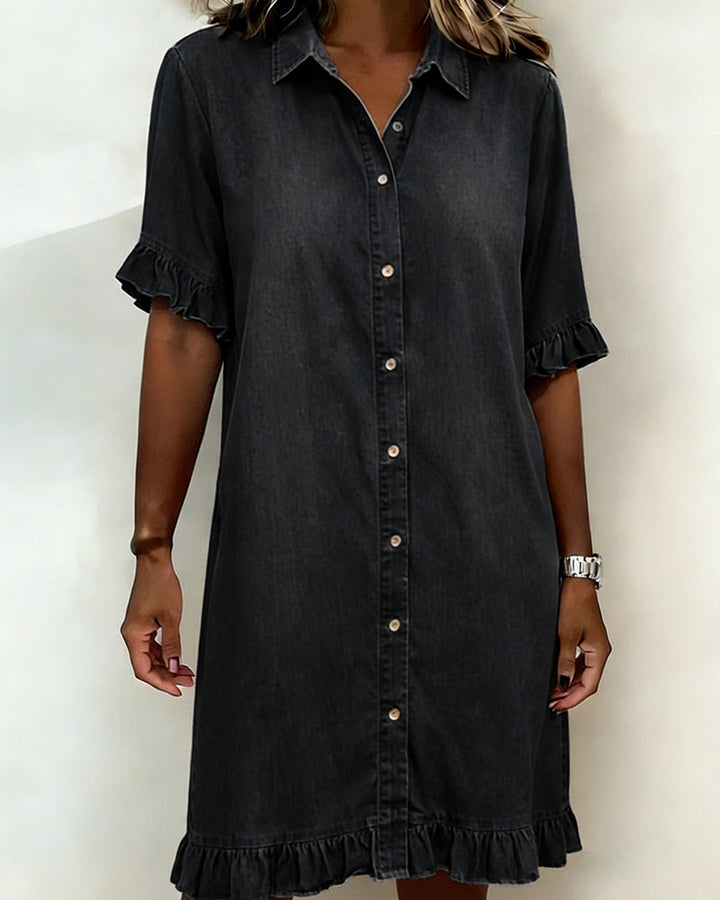Belinda | Vestito in denim comodo con arricciature che valorizzano la figura