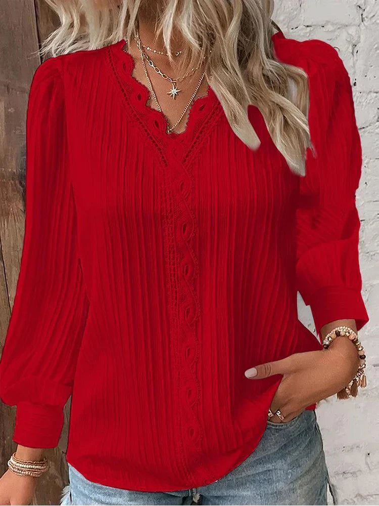 Sam™ | Blusa con detalles de gasa y encaje