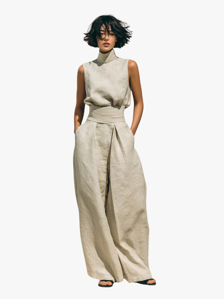 MOREAU LYON | Completo pantaloni larghi in cotone da donna