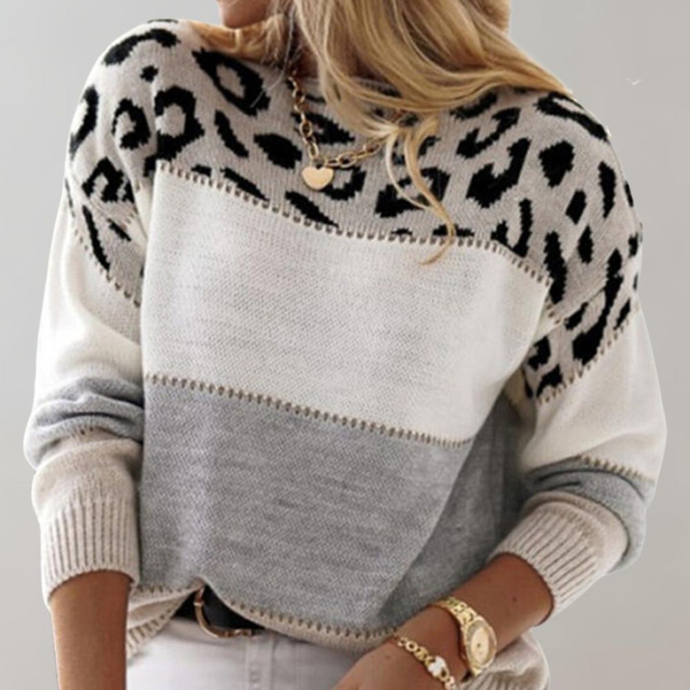 Diane | Suéter de Punto con Detalle de Leopardo