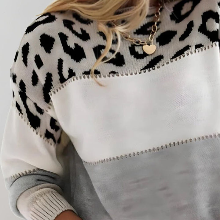 Diane | Suéter de Punto con Detalle de Leopardo