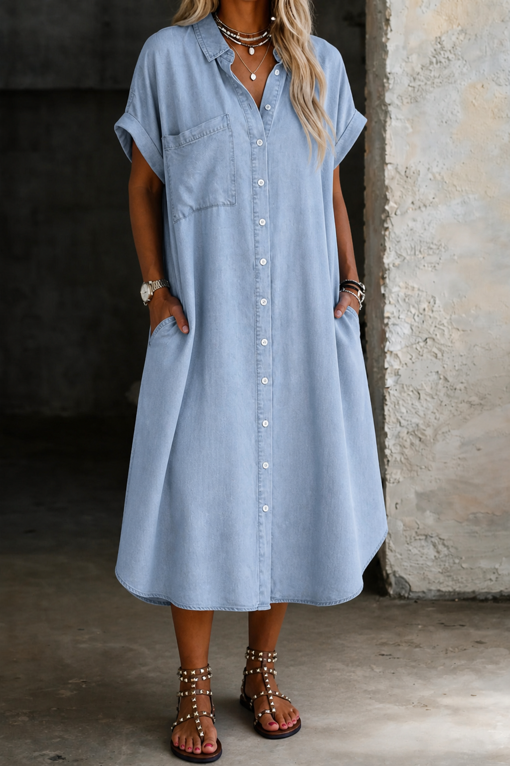 Karen | Vestido Camisa Estilo Jeans Leve