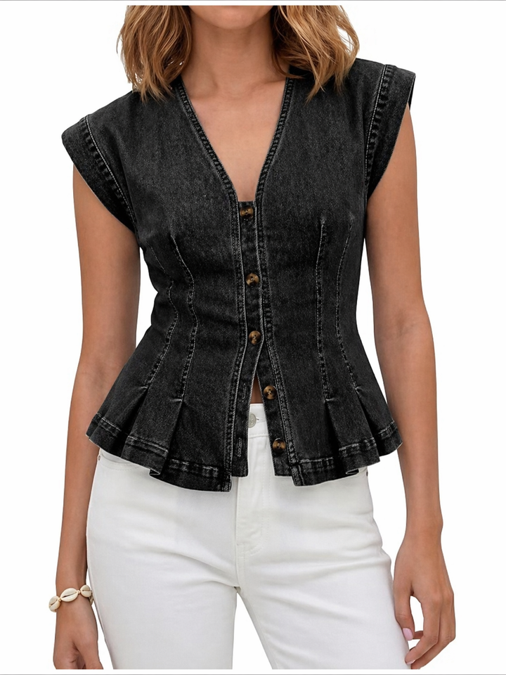 Viera | Top in denim con scollo a V
