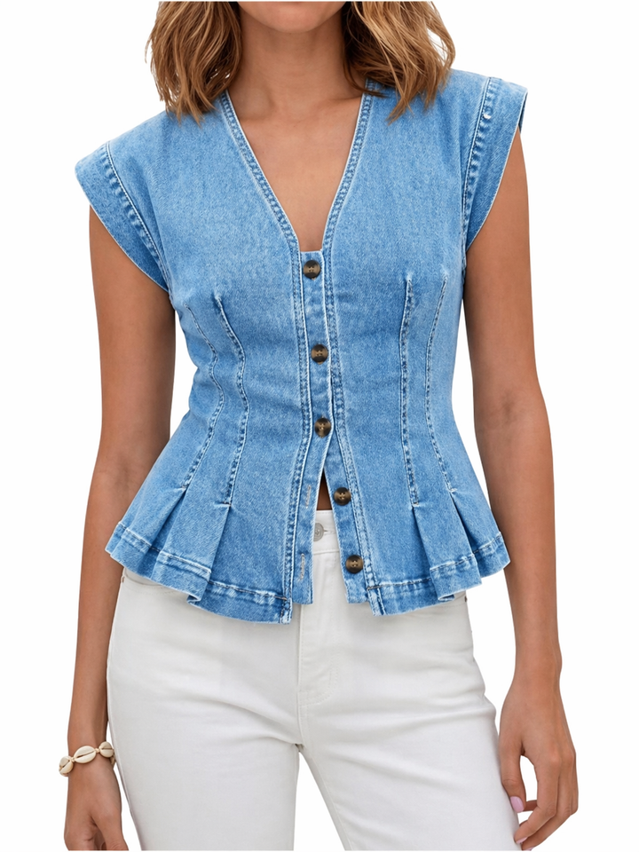 Viera | Top in denim con scollo a V