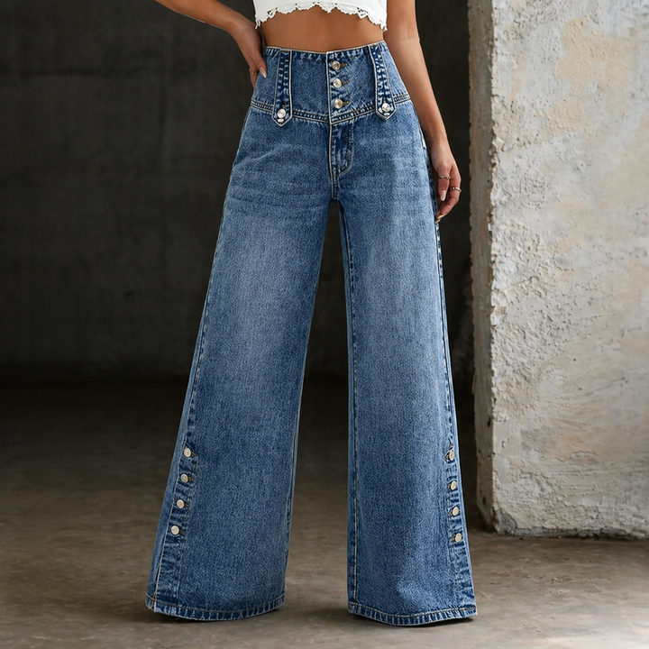 Mia | Jeans de tiro alto con abertura