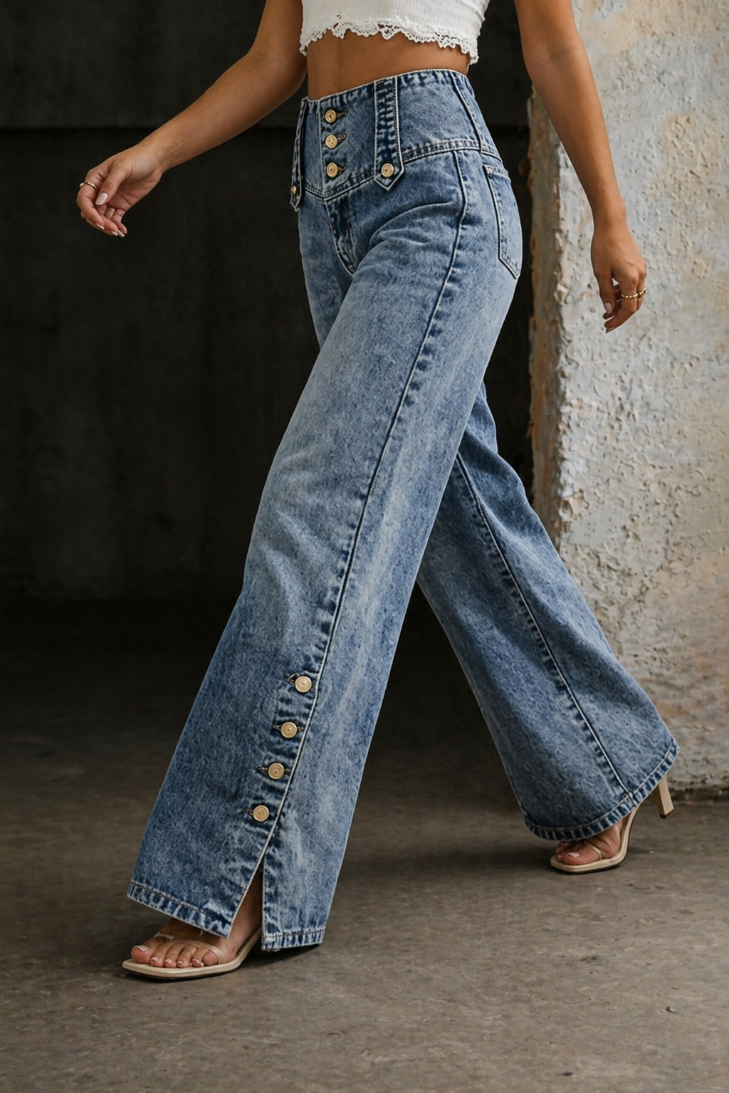 Mia | Jeans de tiro alto con abertura