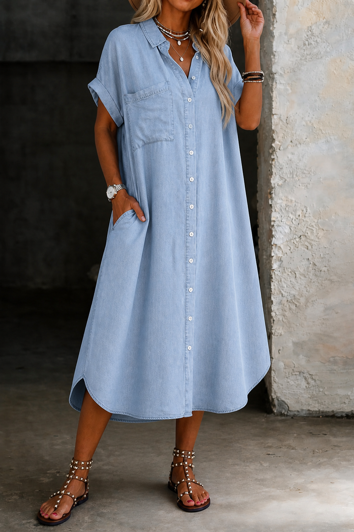 Karen | Vestido Camisa Estilo Jeans Leve