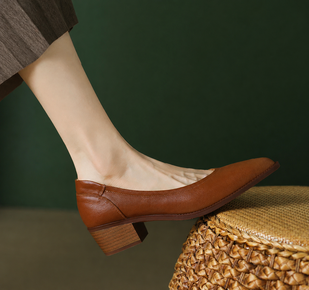 Cora | Décolleté da donna con tacco a blocco e punta appuntita, scarpe slip-on con tacco medio