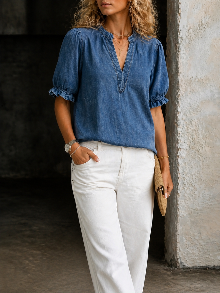 Ashley | Esencial de mezclilla vintage con escote en V