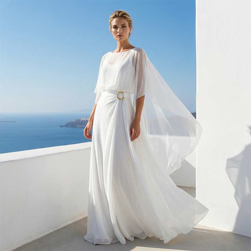 Wide Leg Pants Set with Cape Sleeve Top for Women