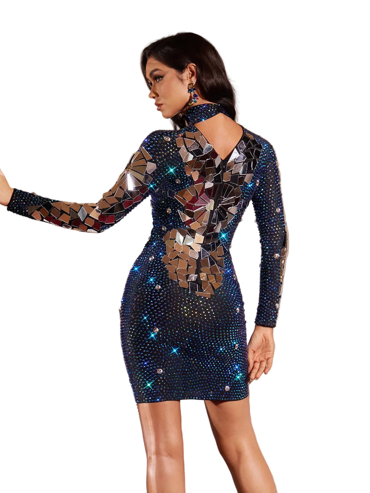 Filips Langarm Kristall Mini Kleid