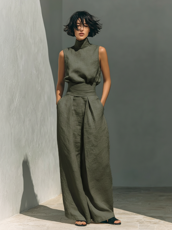 MOREAU LYON | Completo pantaloni larghi in cotone da donna