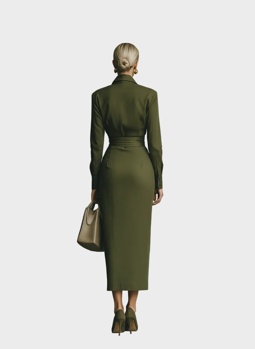 Gabby | Vestido maxi para mujer en mezcla de algodón color verde ejército MDA2281I8T