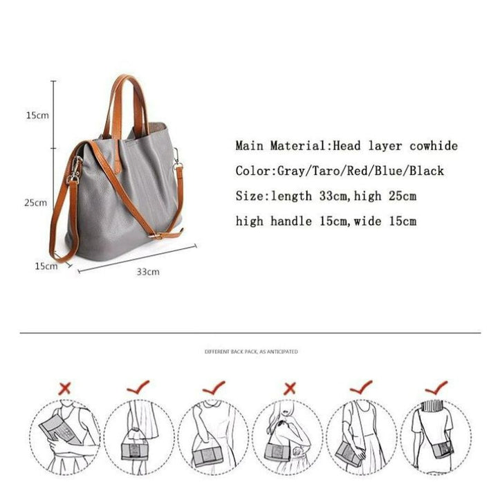 Alana | Sacs à main en cuir véritable, cuir de vachette de première couche, grain litchi, sac à main pour femme