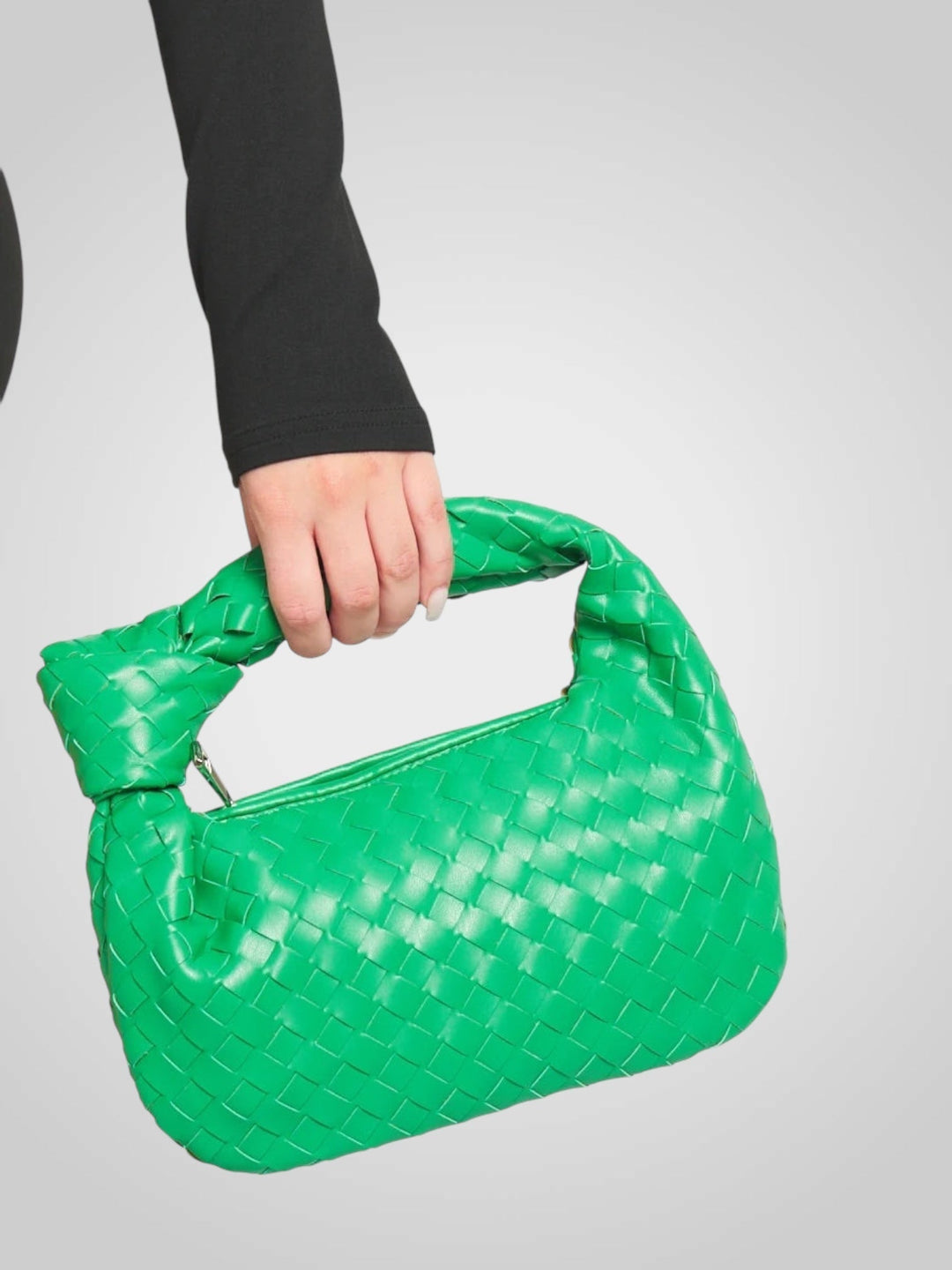Aura | Mini sac avec poignée nouée tressée en cuir écologique ton vin