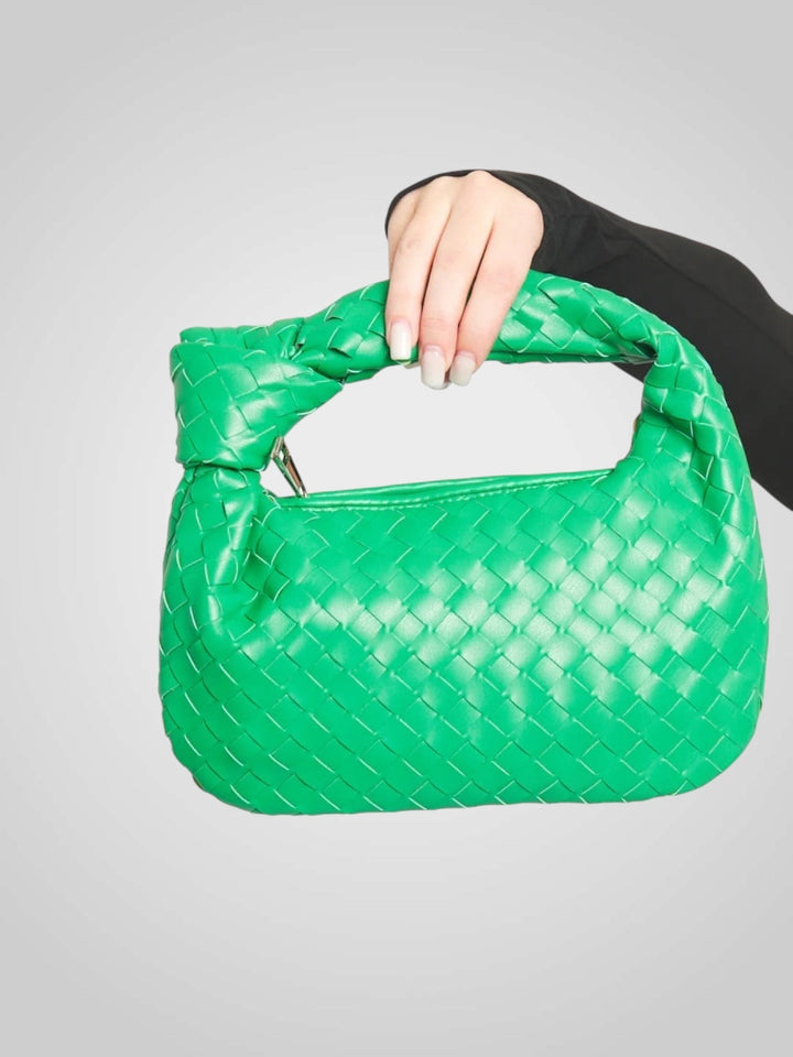 Aura | Mini sac avec poignée nouée tressée en cuir écologique ton vin