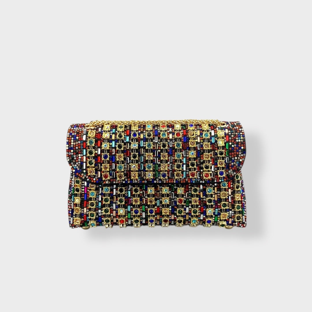 Stellina | Sac à bandoulière élégant avec chaîne et diamants colorés