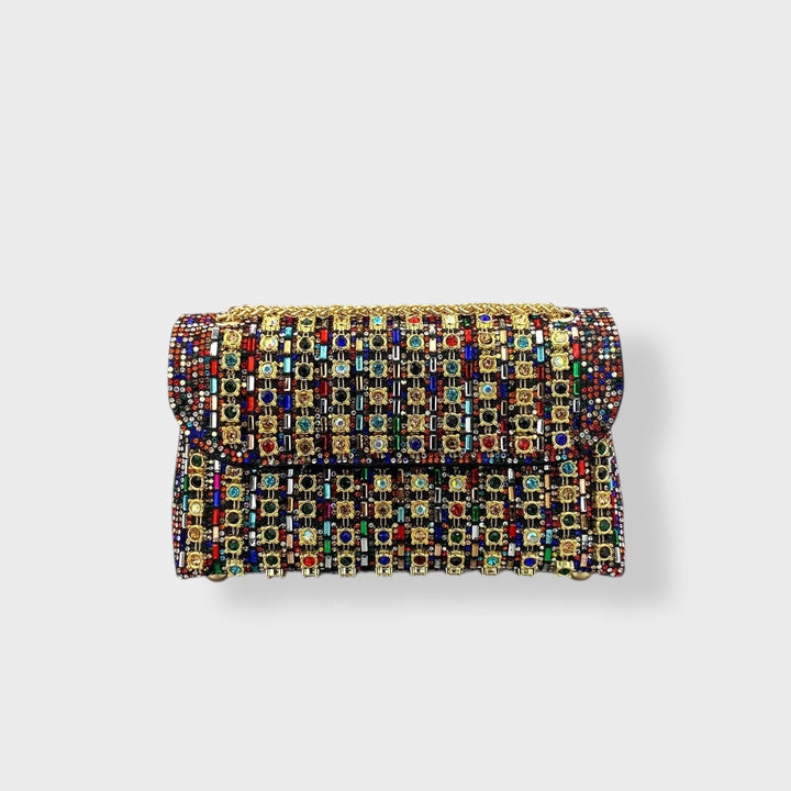 Stellina | Sac à bandoulière élégant avec chaîne et diamants colorés