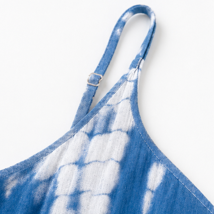 Mono de pierna ancha con bolsillos y estampado tie dye para mujer