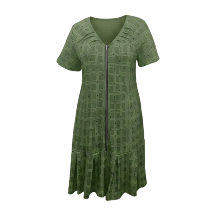 Vestido midi con cremallera frontal - Vestido de punto elástico para mujer