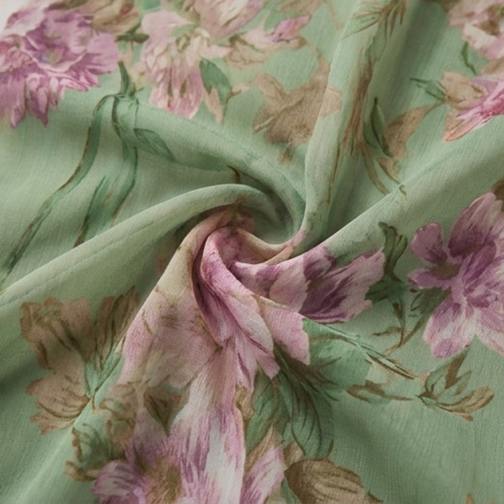 Floral Maxi Dress with Halter Neckline - Sage Green Chiffon
