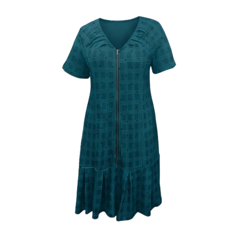 Vestido midi con cremallera frontal - Vestido de punto elástico para mujer