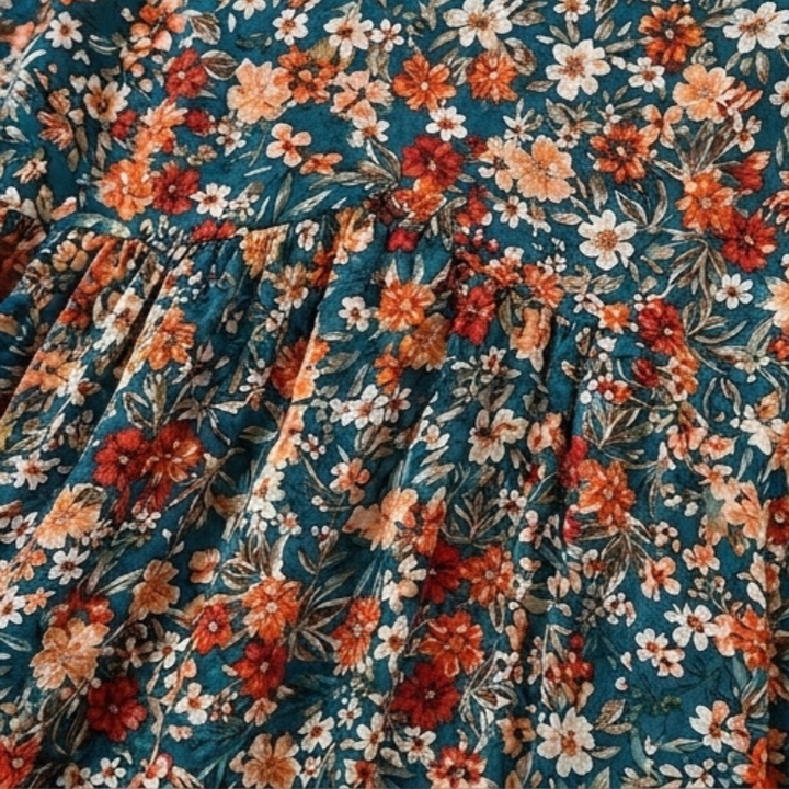 Floral A-Line Dress with Flutter Sleeves for Women