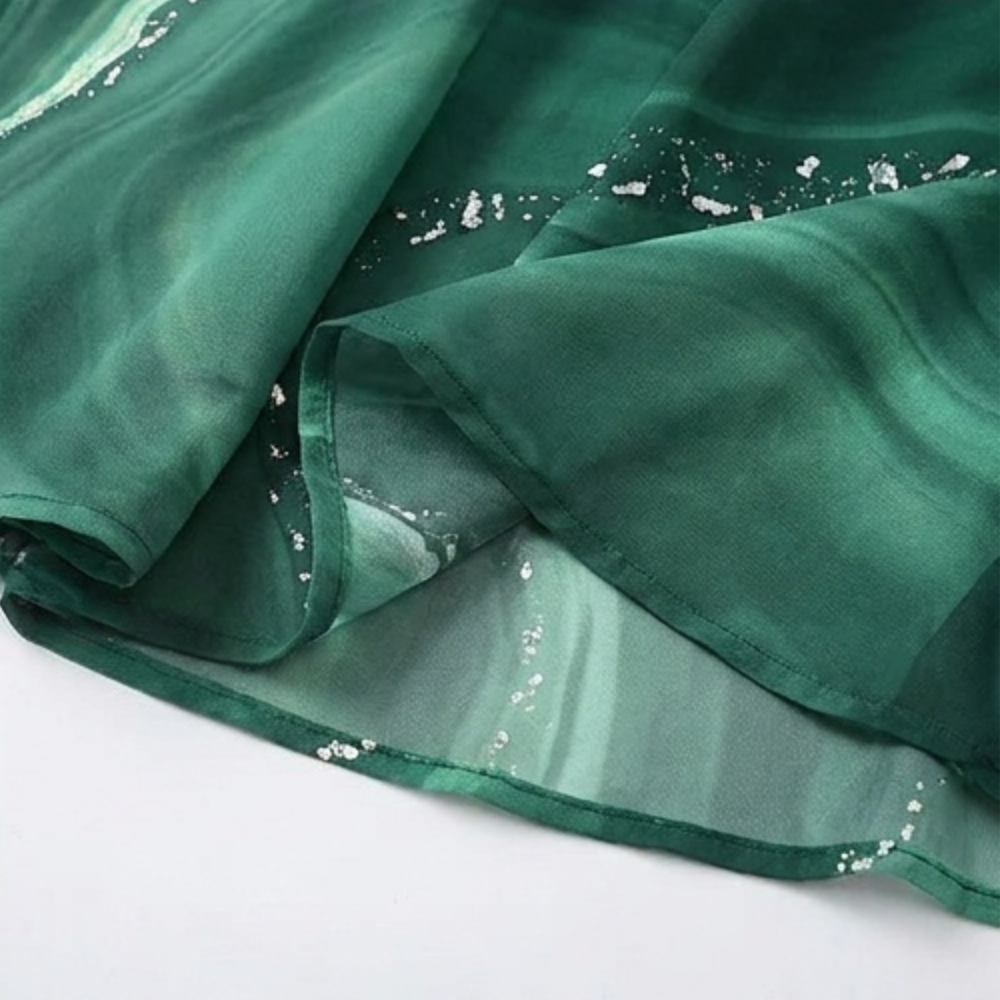 Chiffon Midi Dress - V-Neck Wedding Guest Dress