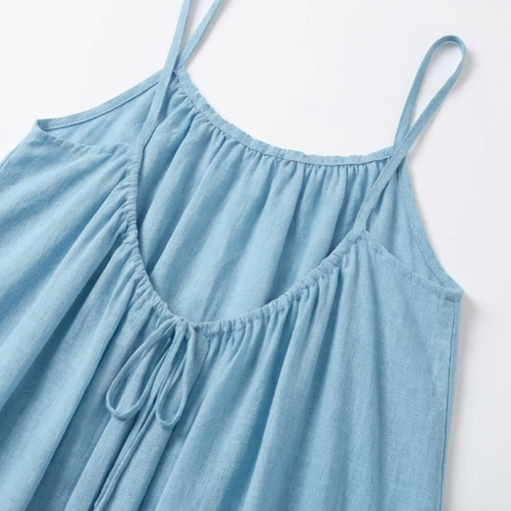 A-Line Sundress with Open Back Detail - Lightweight Summer Dress