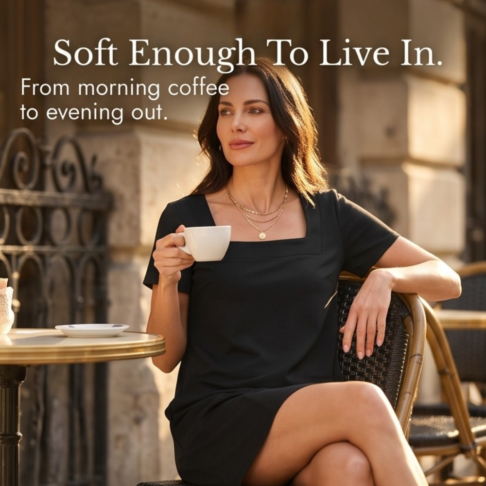 Square Neck T-Shirt Dress with Pockets for Women