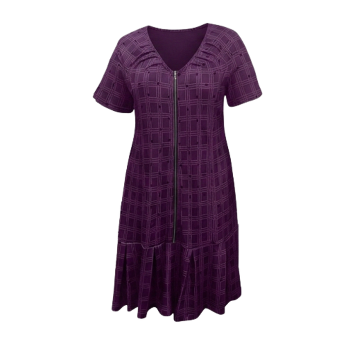 Vestido midi con cremallera frontal - Vestido de punto elástico para mujer